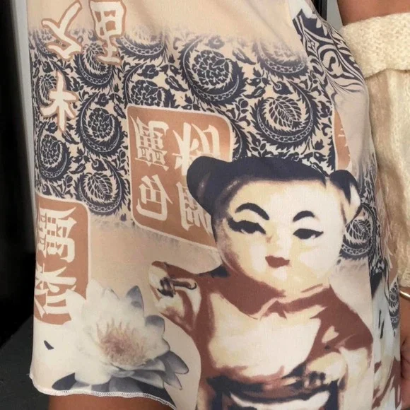 Vintage 2000s Mesh Print Mini Dress (XS-S) - Picture 7 of 7